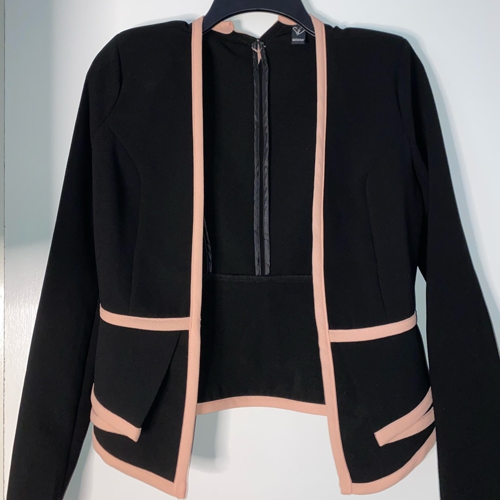 Black blazer with peach trimming